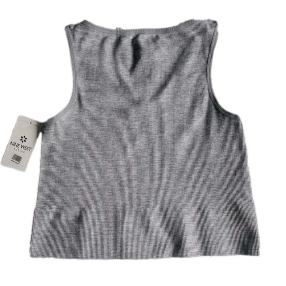 Nine West Ribbed Active Crop Tank Top Women’s Gray Size L/XL